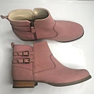 Spenco Stowe Boot Womens 12 Blush Pink Bootie Leather Wool Side Zip NWOT